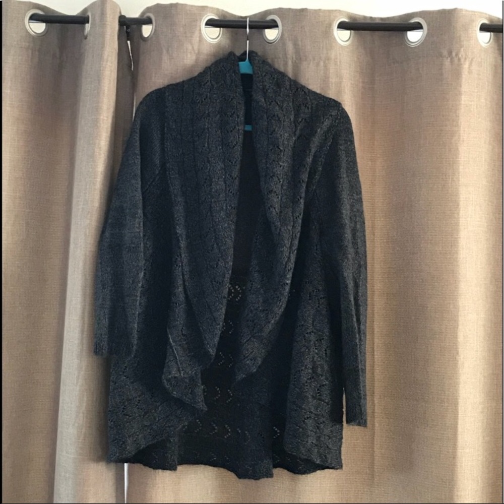 Charcoal Knit Sweater With Open Front - image 1